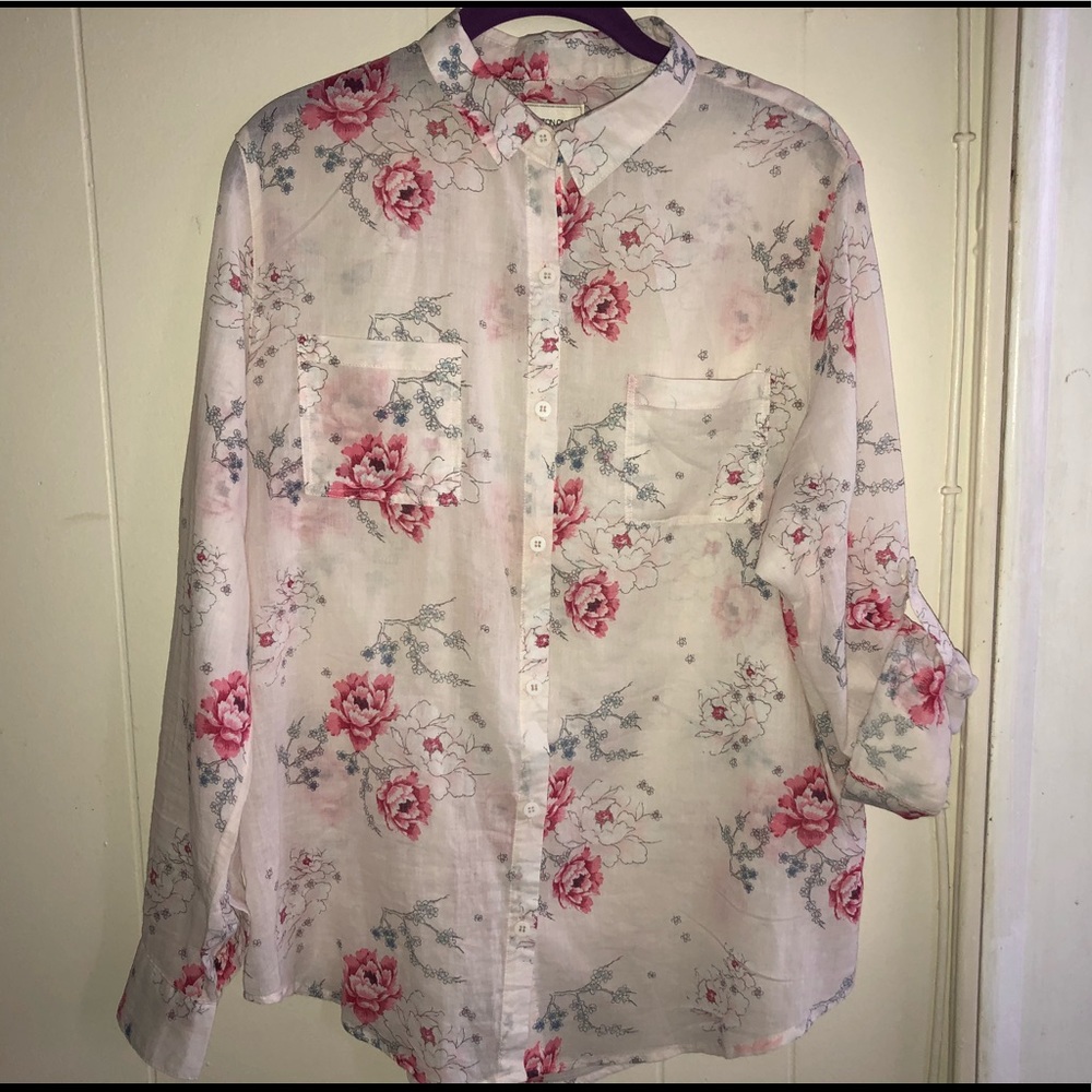 Pink floral shirt